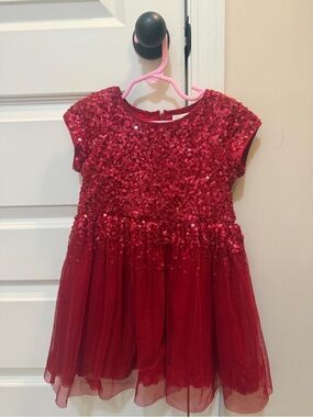 Mini Boden 3/4 Red Sequin Tulle Dress